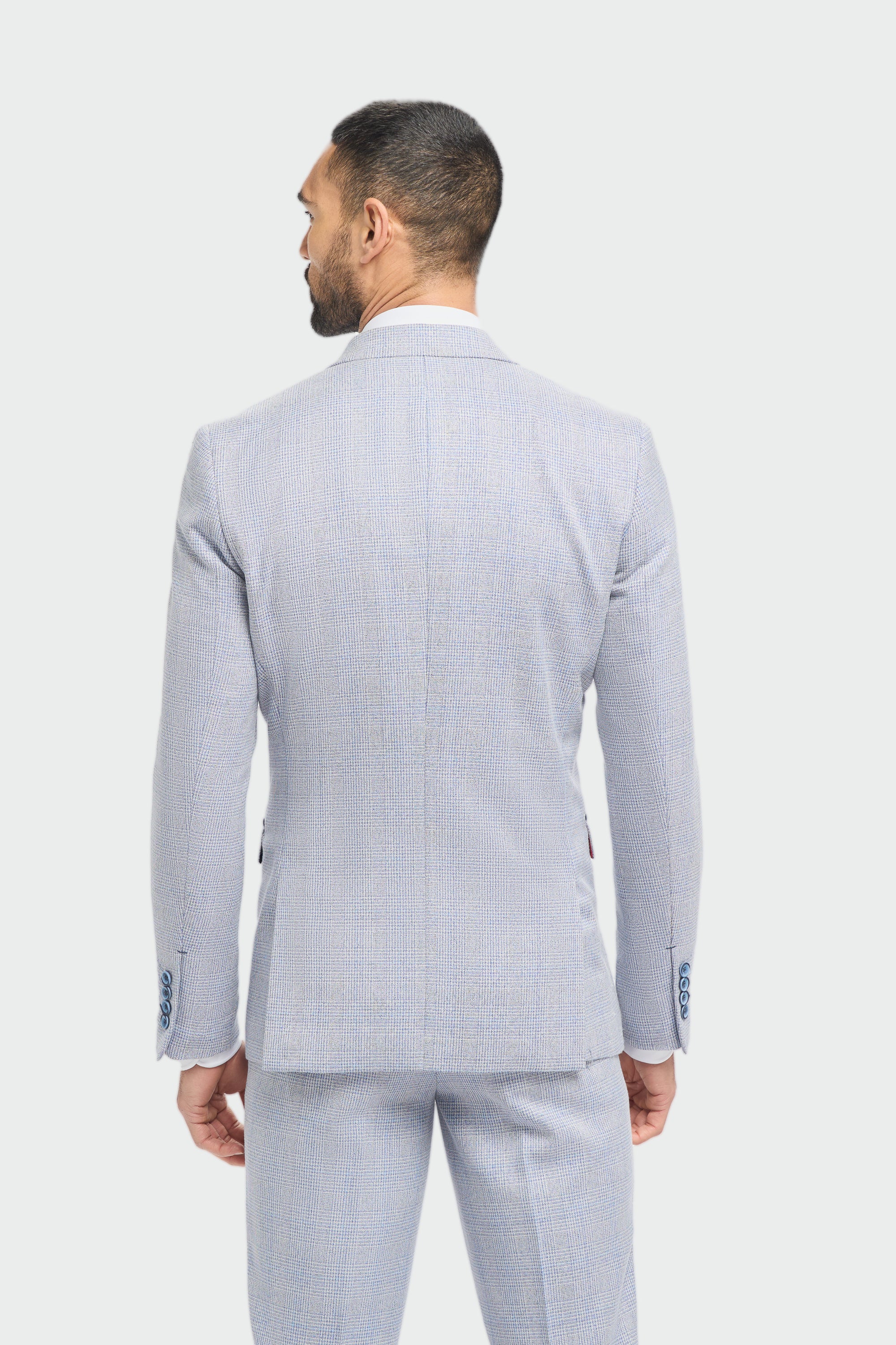 Caridi Sky Long Check Three Piece Suit