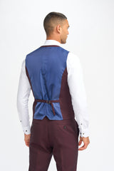 Caridi Wine Regular Check Three Piece Suit - House of Cavani