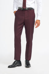 Caridi Wine Regular Check Three Piece Suit - House of Cavani