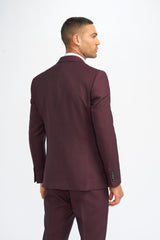Caridi Wine Regular Check Three Piece Suit - House of Cavani
