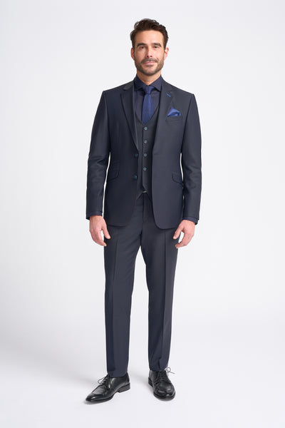 Bond Wool Rich Midnight Three Piece Suit