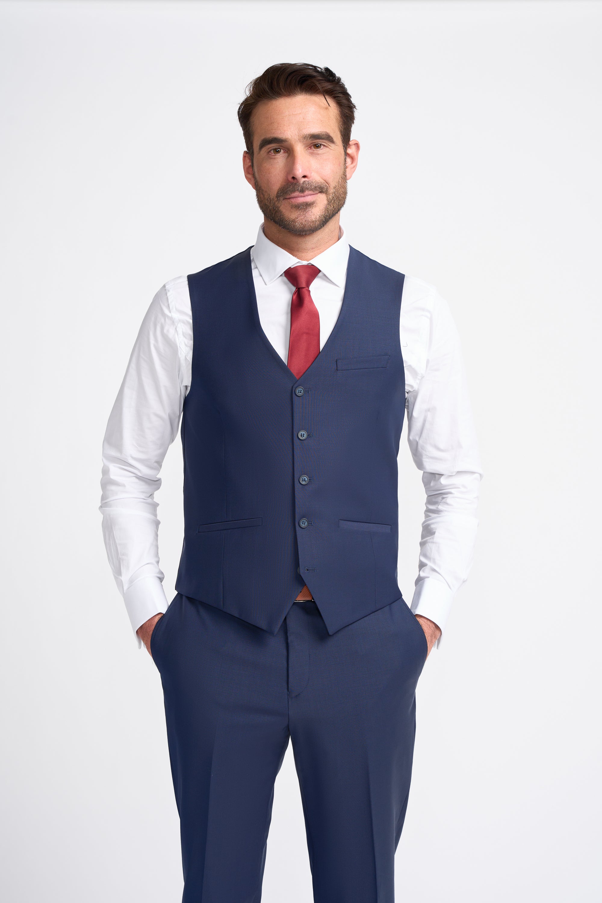 Bond Navy Waistcoat Front