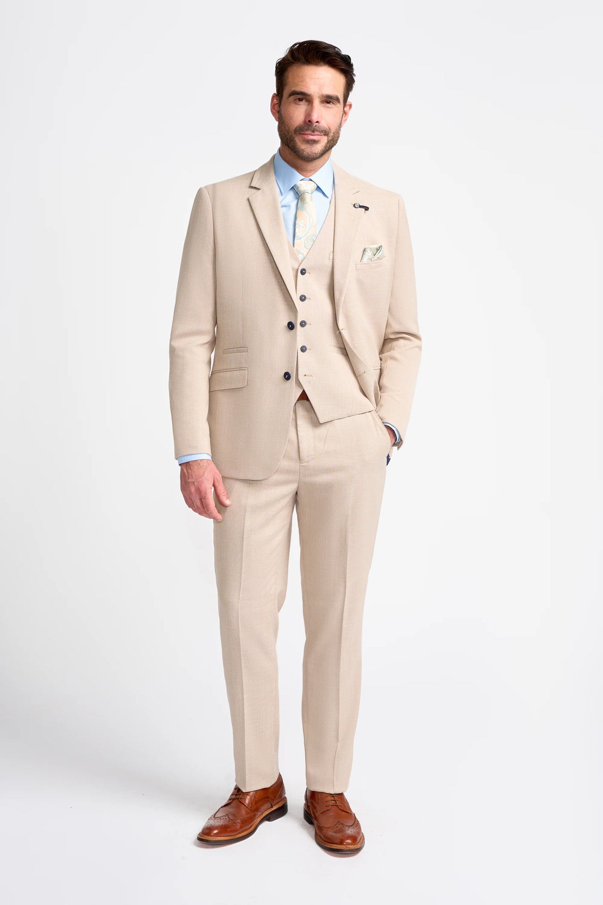 Miami Beige Three Piece Suit