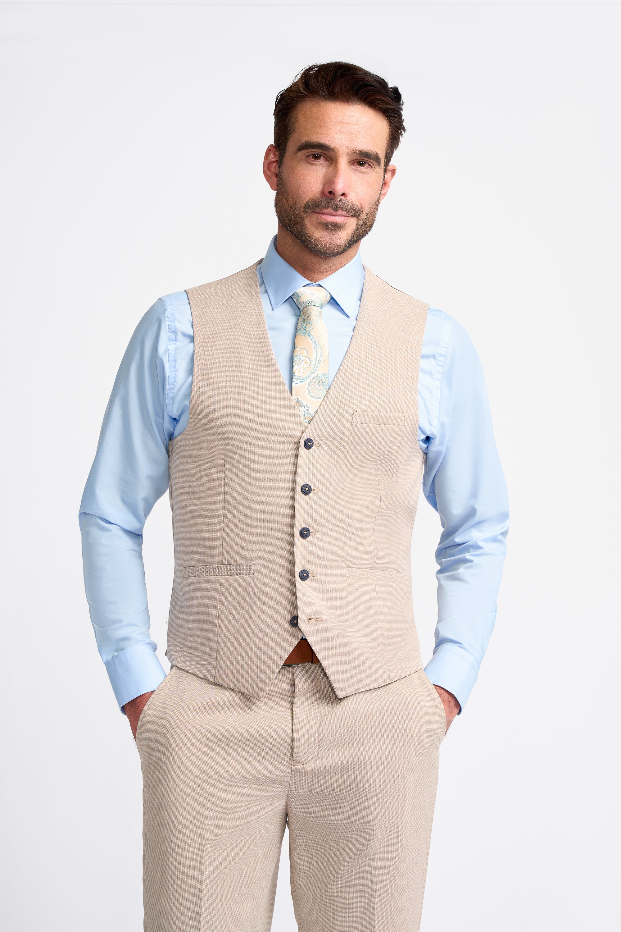 Miami Beige Three Piece Suit