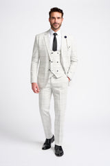 Radika Slim Fit Light Grey Check Suit