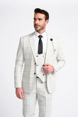 Radika Slim Fit Light Grey Three Piece Suit