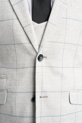 Light Grey Check Three Piece Suit - House of Cavani
