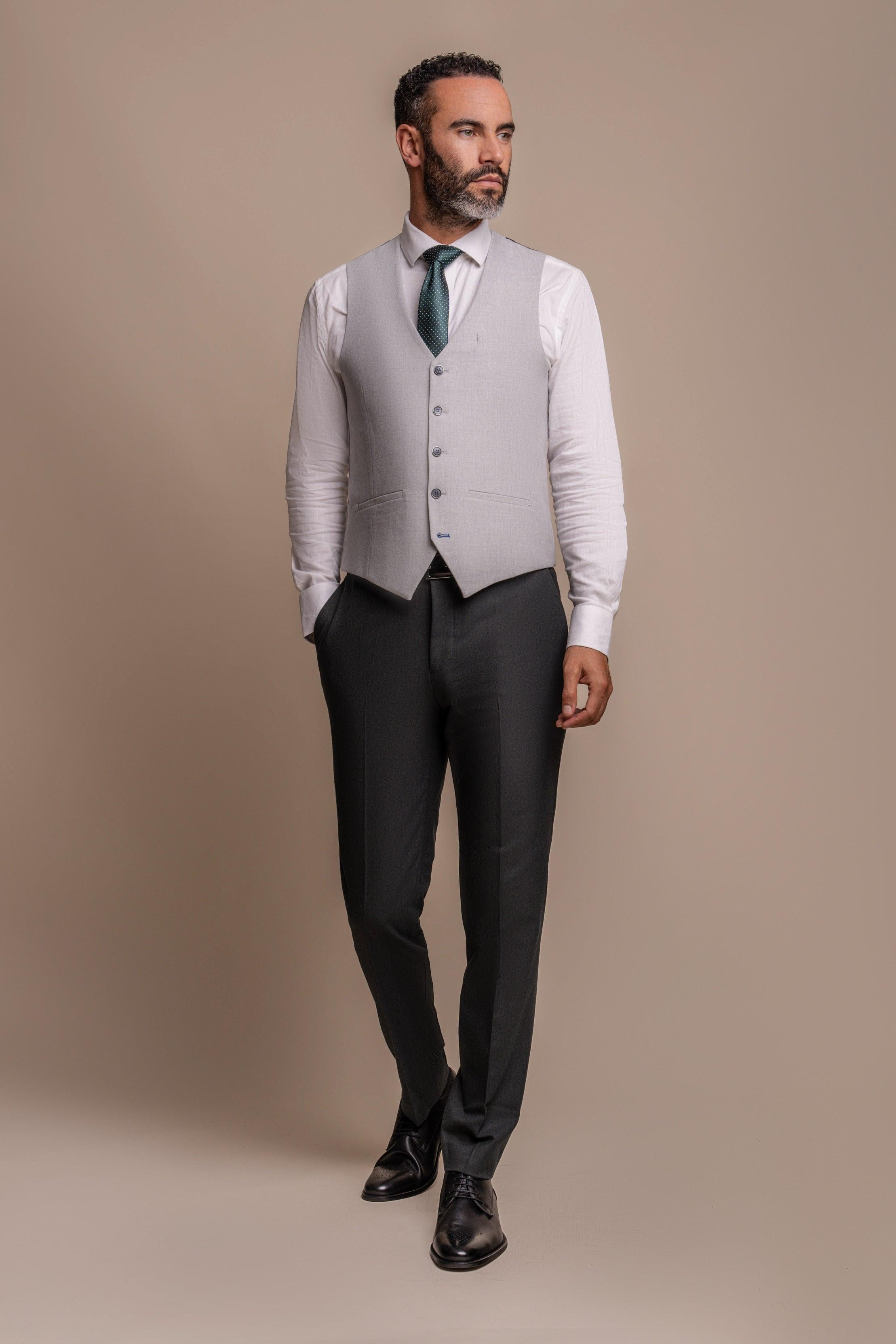 Furious ivory waistcoat with Furious olive trouser front