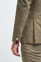 Sage Tweed Check Slim Fit Blazer - House of Cavani