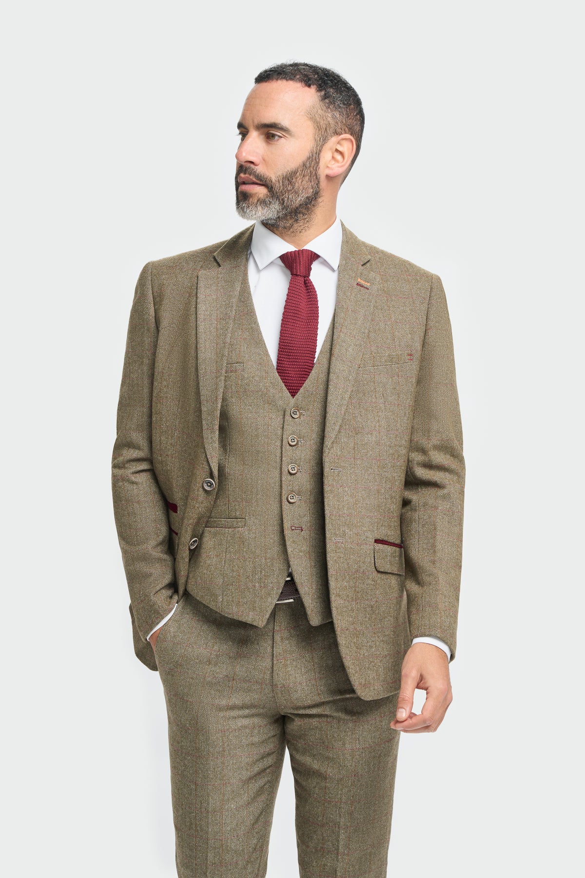 Gaston Sage Tweed Slim Fit Blazer