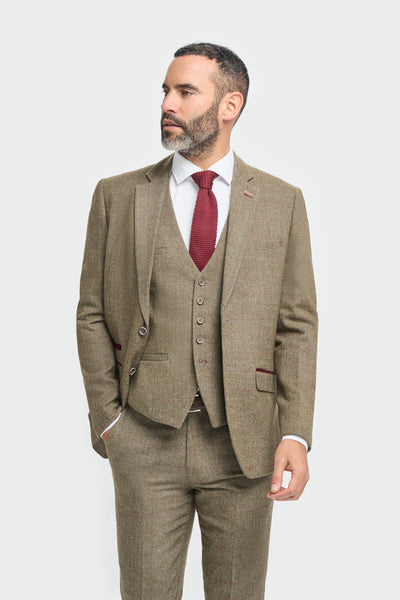 Sage Tweed Check Slim Fit Blazer