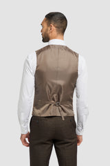 Caridi Brown with Lennox Beige Double Breasted Waistcoat - House of Cavani