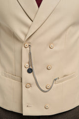 Lennox Beige Double Breasted Waistcoat