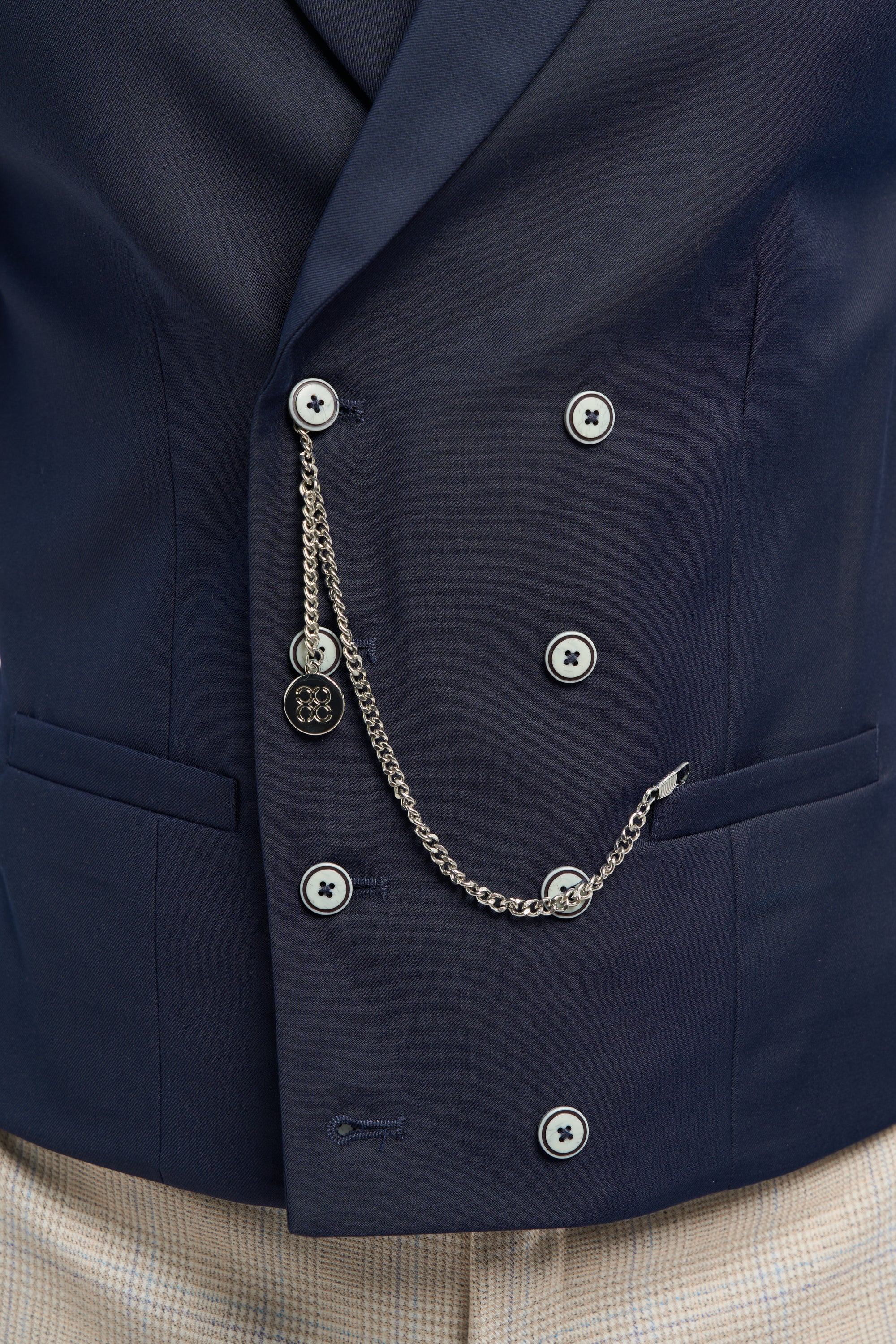 Lennox Navy Double Breasted Waistcoat