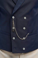 Lennox Navy Double Breasted Waistcoat