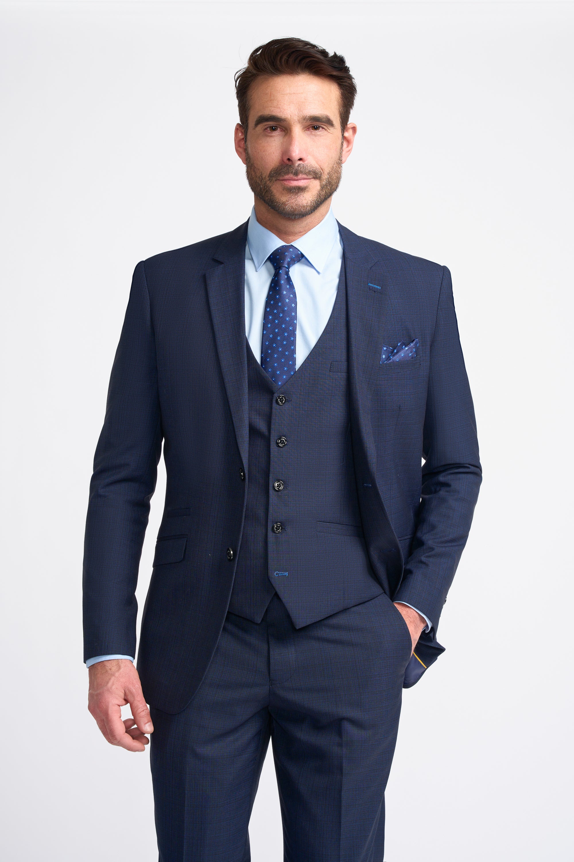 Seeba Navy Short Three Piece Suit