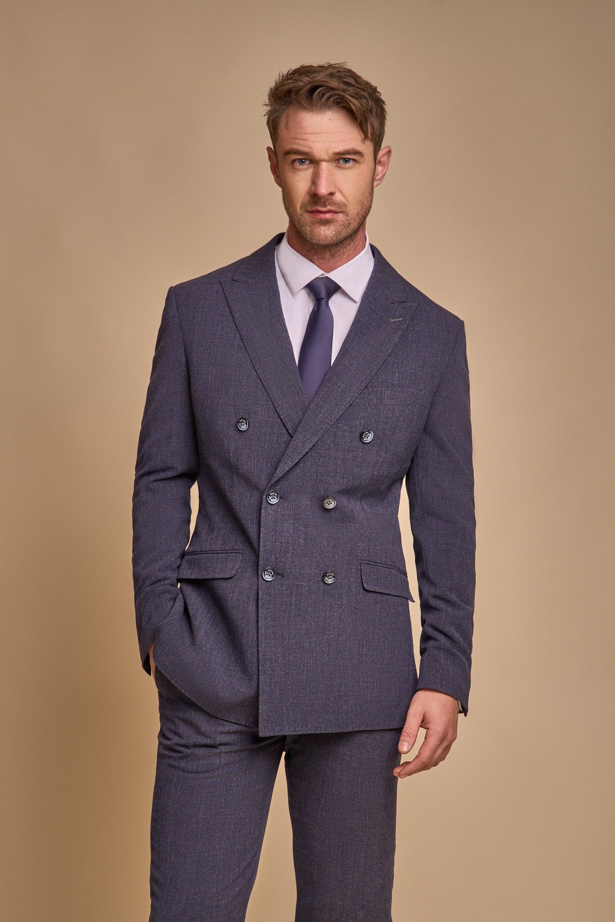 Tokyo Navy Double Breasted Two Piece Suit – House of Cavani