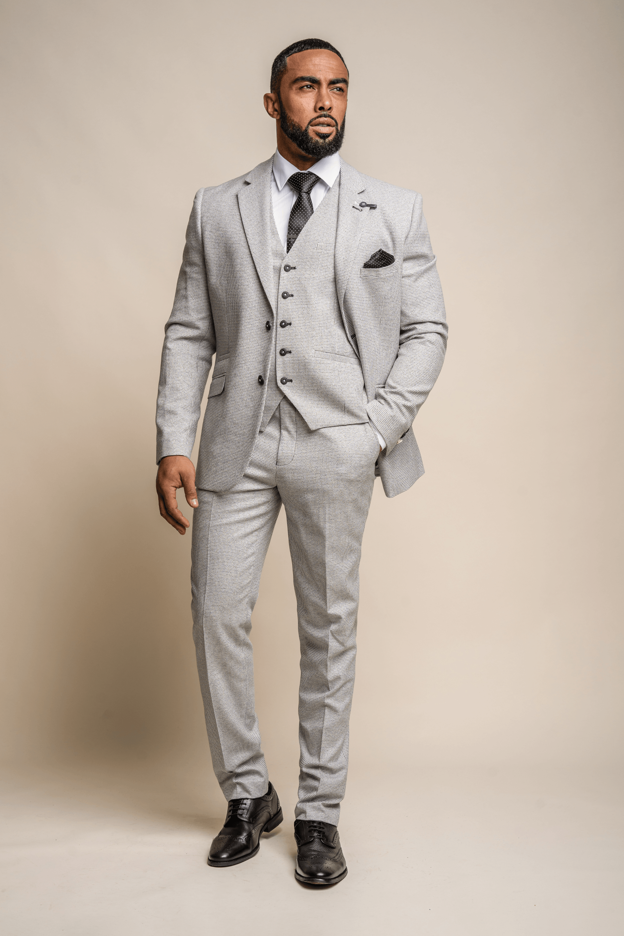 Kyoto check three piece suit front
