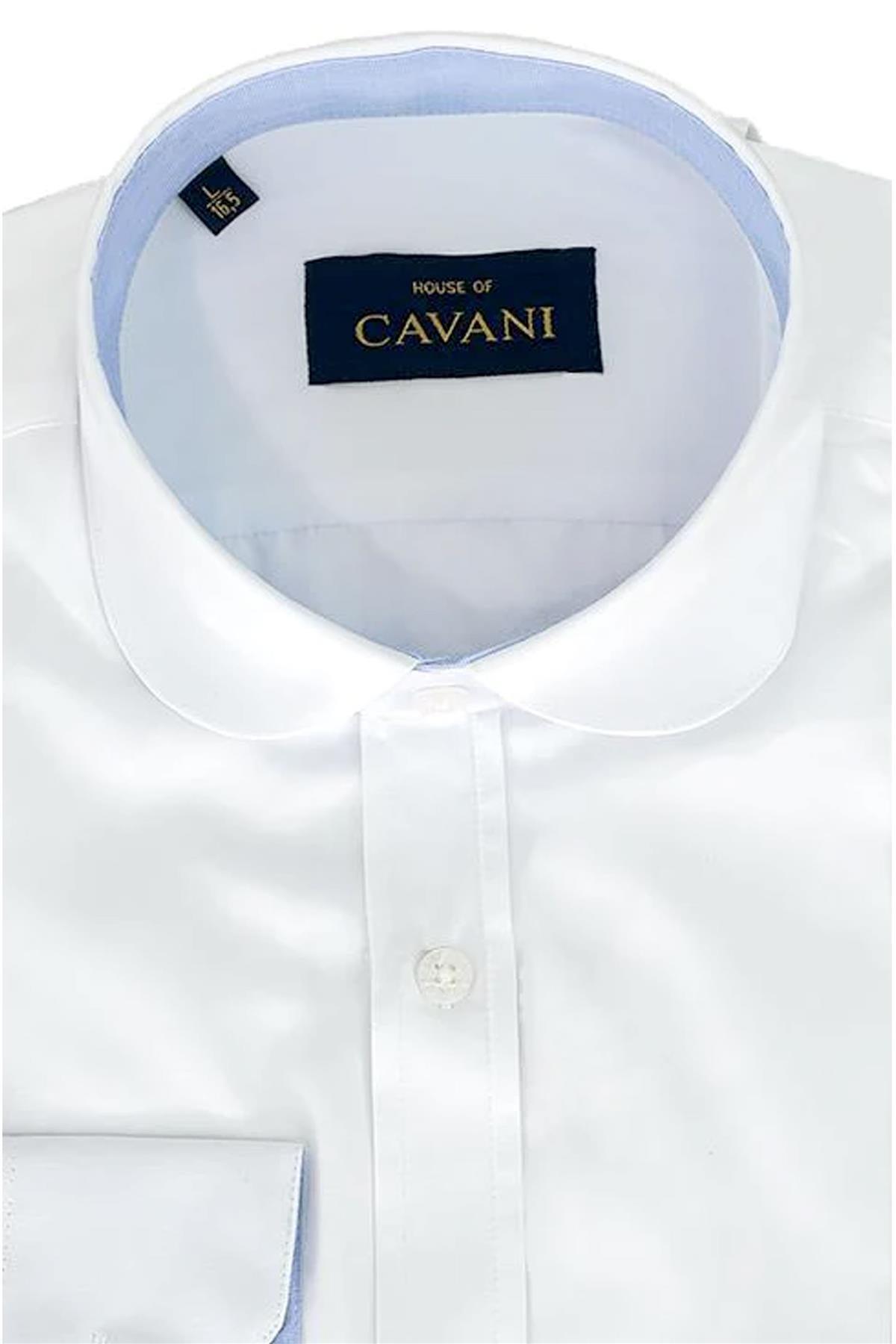 Shirt No. 635 White Round Neck Collar Front