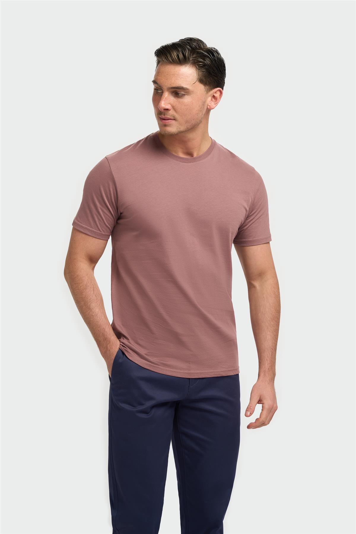 Sanchez Mauve Pure Cotton Stretch Fit Crew Neck T-Shirt