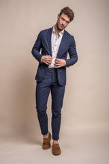 alvari navy quarter lined two piece suit front