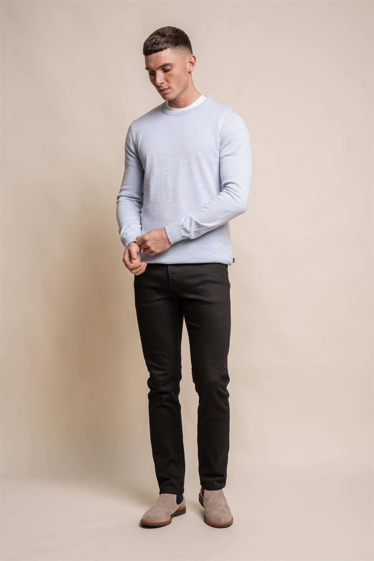 KN101 blue marlyn crewneck knitwear front