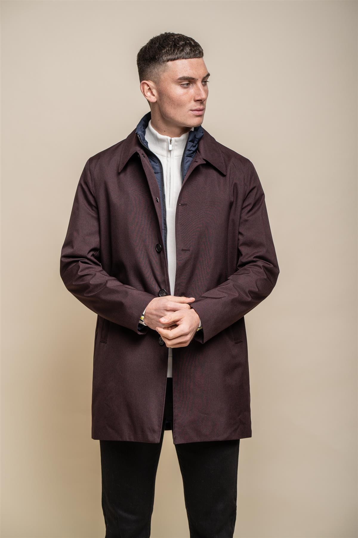 Brando mac wine long coat front