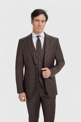 Bond Wool Rich Auburn Three Piece Suit - House of Cavani