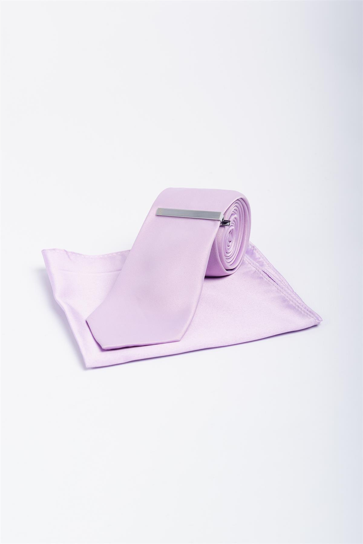 Plain lilac tie set
