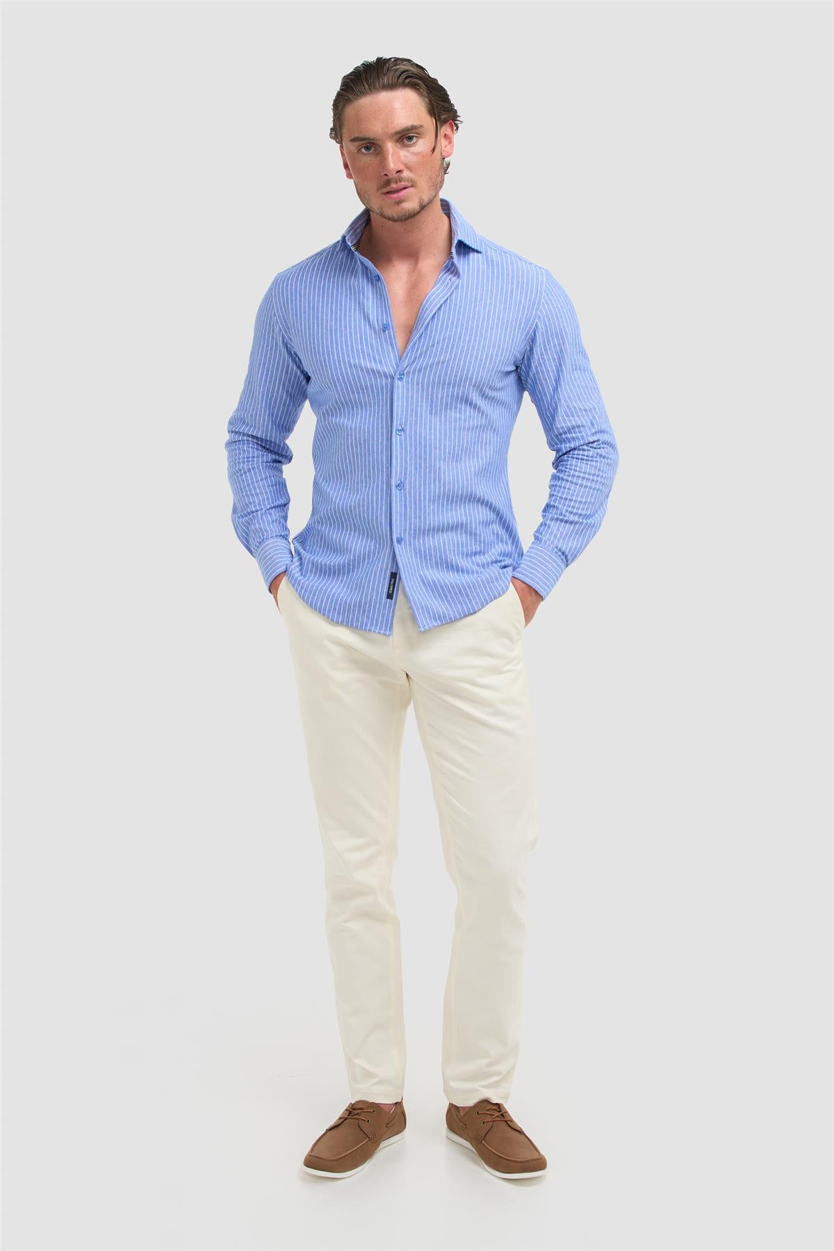 Ashley Stripe  Blue Shirt - House of Cavani