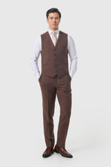 Thomas Dark Mahogany Tweed Waistcoat