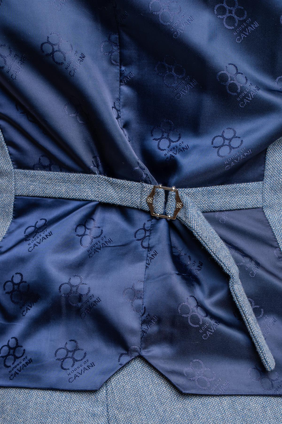 Wells Blue Tweed Waistcoat