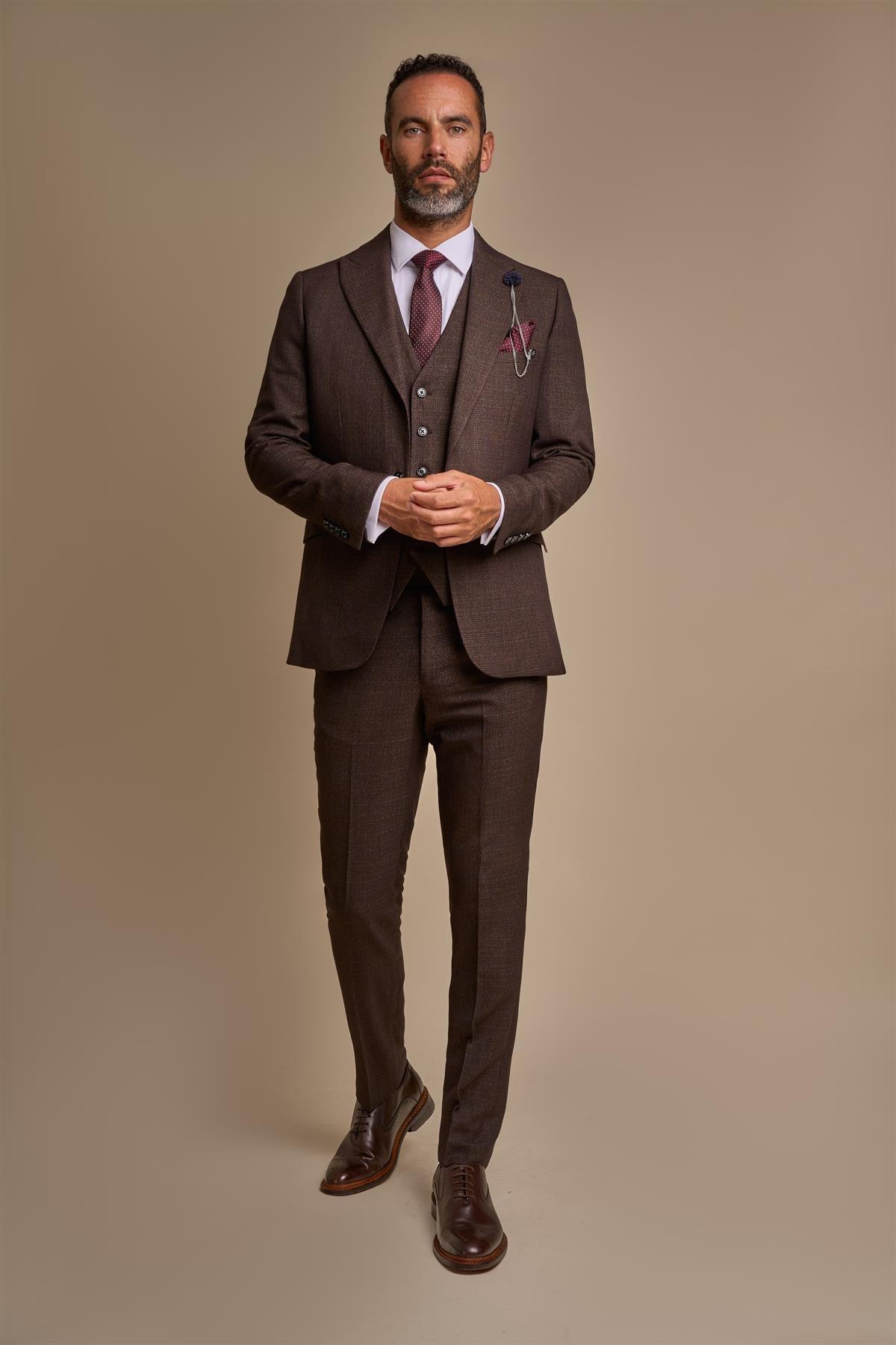 Caridi Brown Three Piece Suit Front