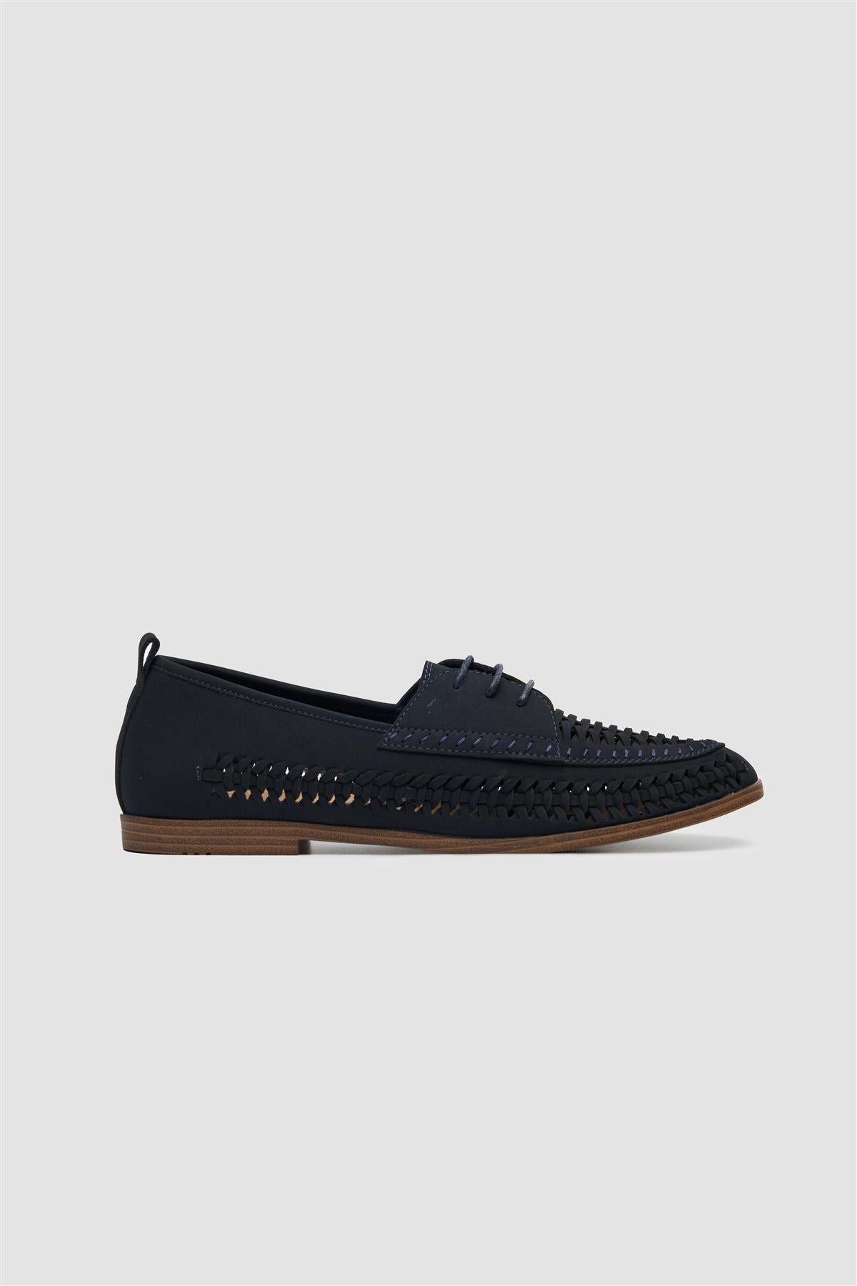 Calvina Navy Woven Loafers