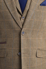 Brown Check Tweed Check Blazer - House of Cavani