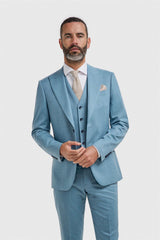James Marine Super 130s Wool Three Piece Suit - House of Cavani
