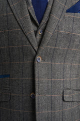 Grey Tweed Check Blazer - House of Cavani