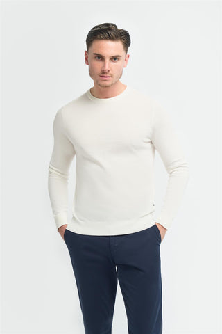 Savio Ecru Lightweight Crew Neck Jumper