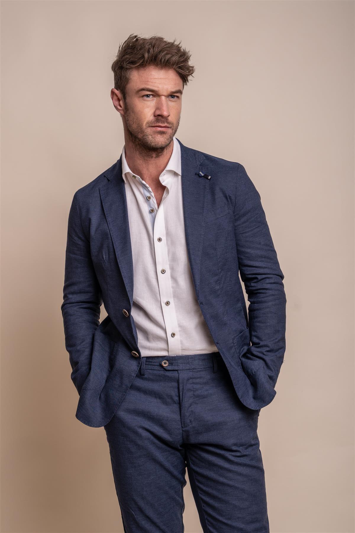 alvari navy quarter lined blazer front