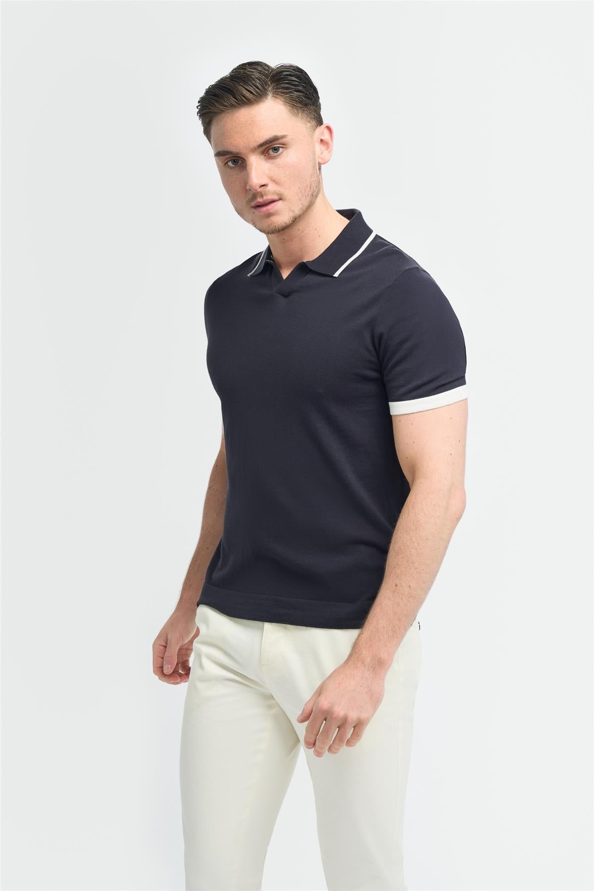 Enrico Navy Top