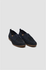 Calvina Navy Woven Loafers