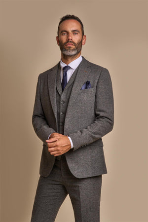 Martez Grey Tweed Slim Fit Blazer