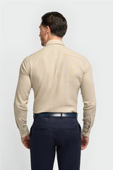 Matera Taupe Plain Regular Fit Linen Shirt