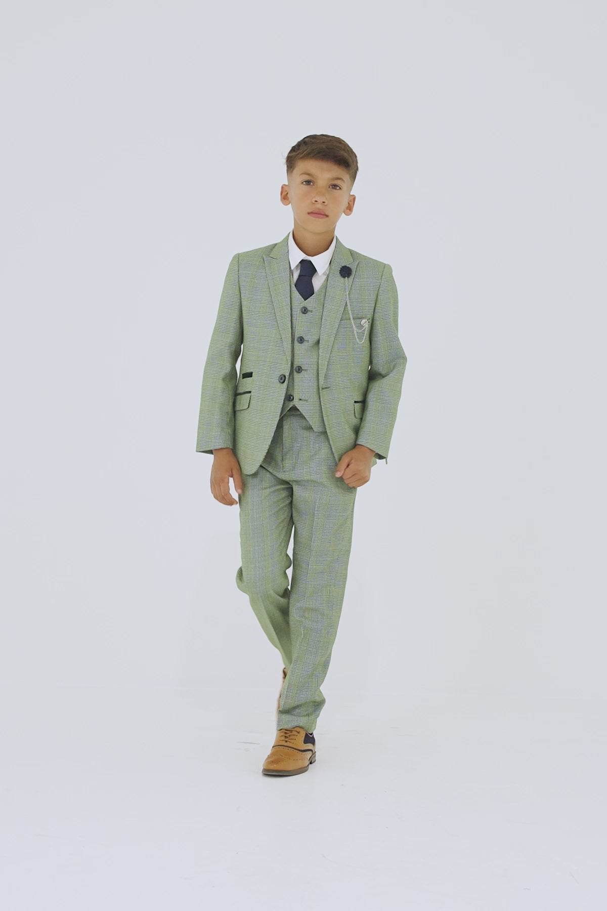 Boys Caridi Sage Three Piece Suit