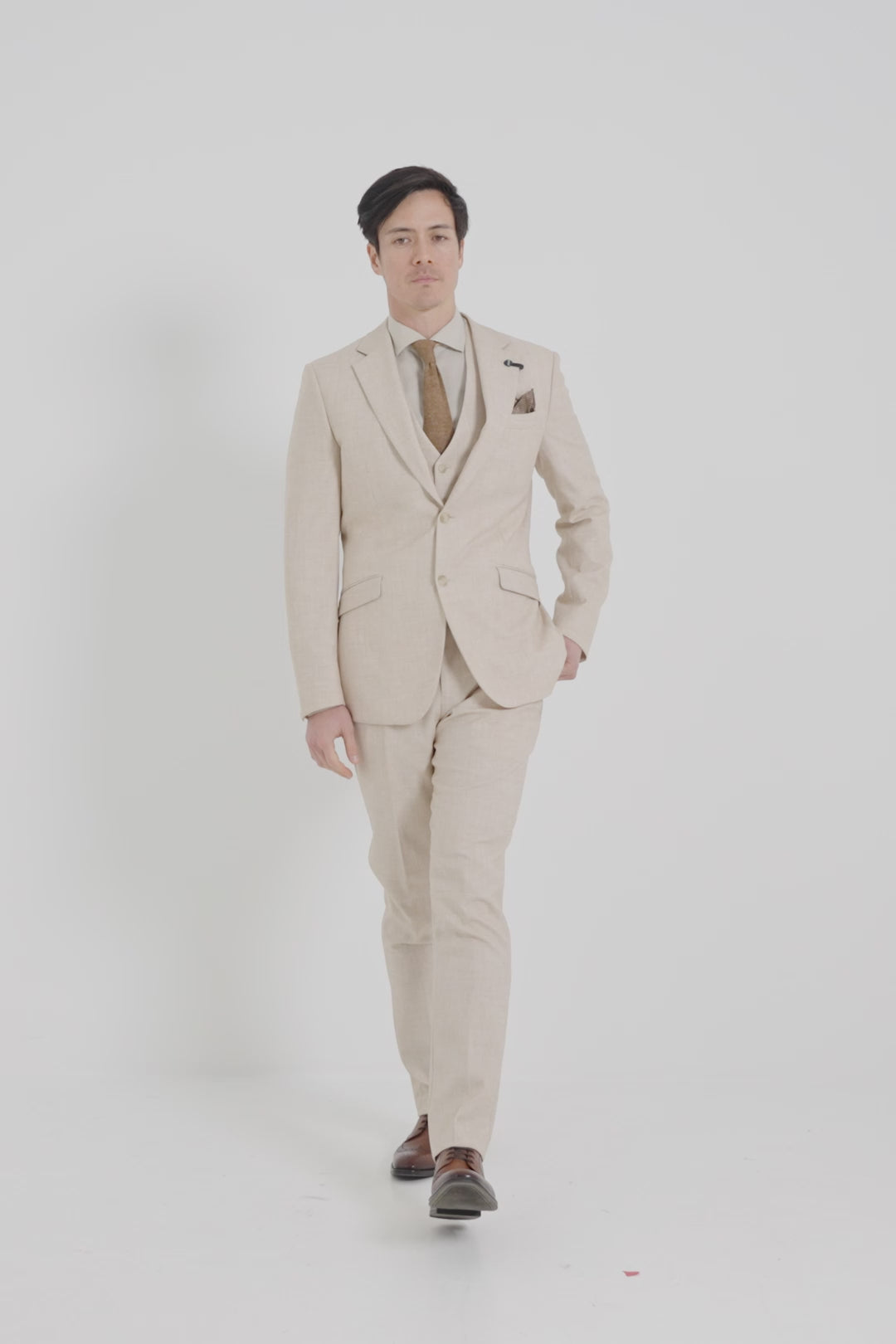 Malibu Beige Three Piece Suit