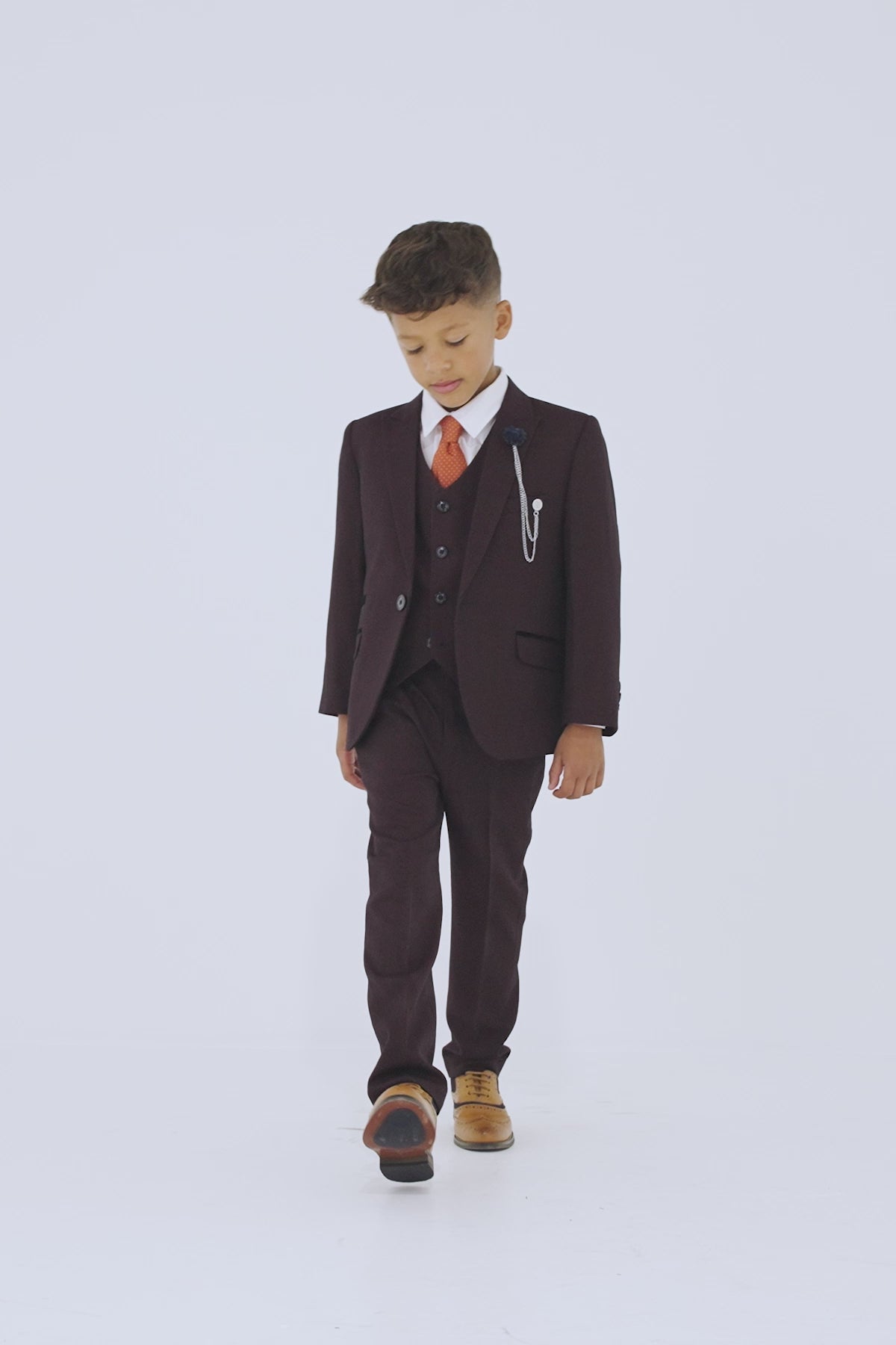 Boys Caridi Wine Three Piece Suit