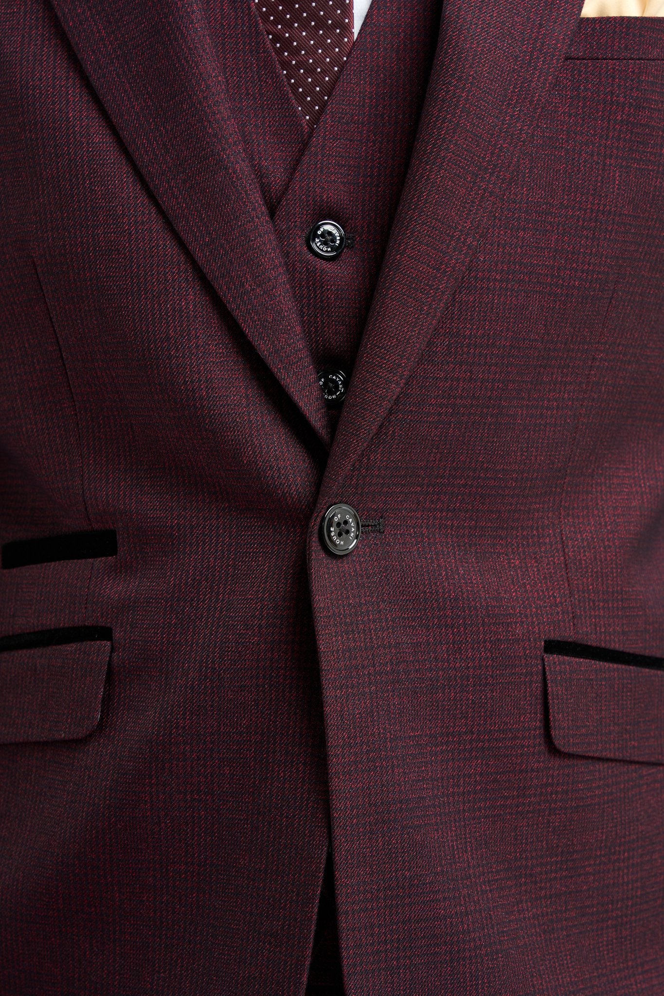 Caridi Wine Three Piece Suit