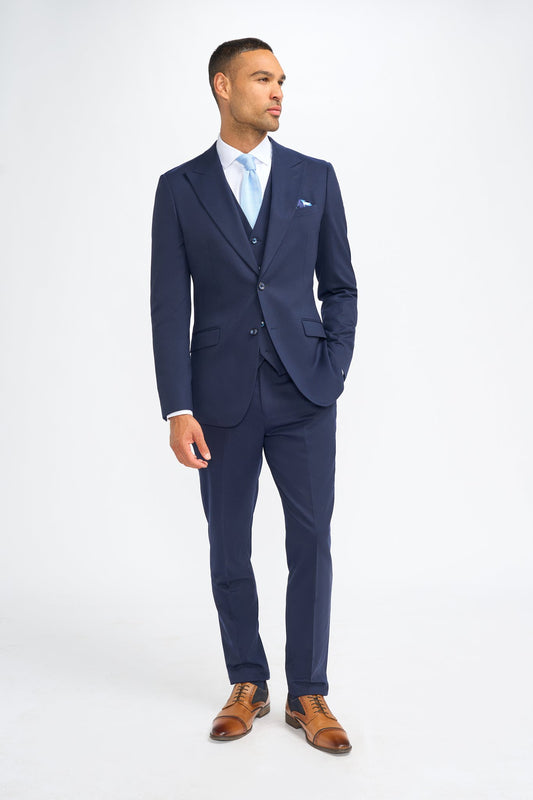 James Navy Super 130s Wool Three Piece Suit – Cavani