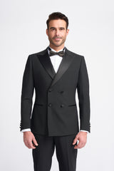 Aspen Black Double Breasted Two Piece Suit