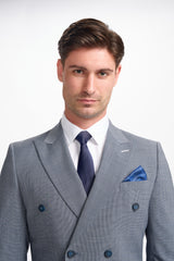 Bond Wool Rich Puppy Tooth Double Breasted Two Piece Suit - House of Cavani